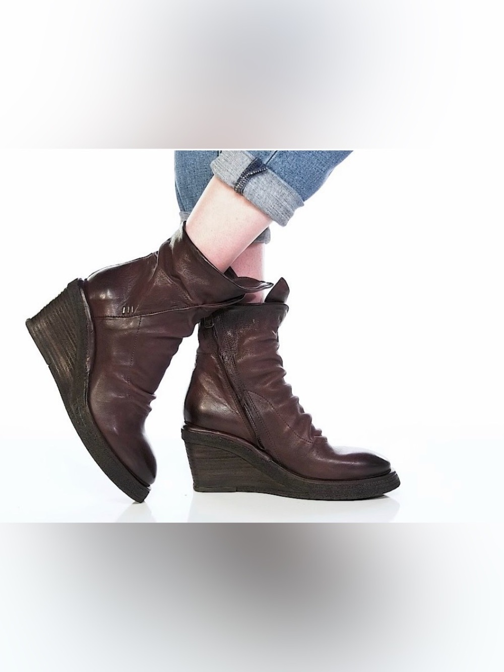 A.S.98 Black Tremont Leather Wedge Ankle Boots - Picture 7 of 7